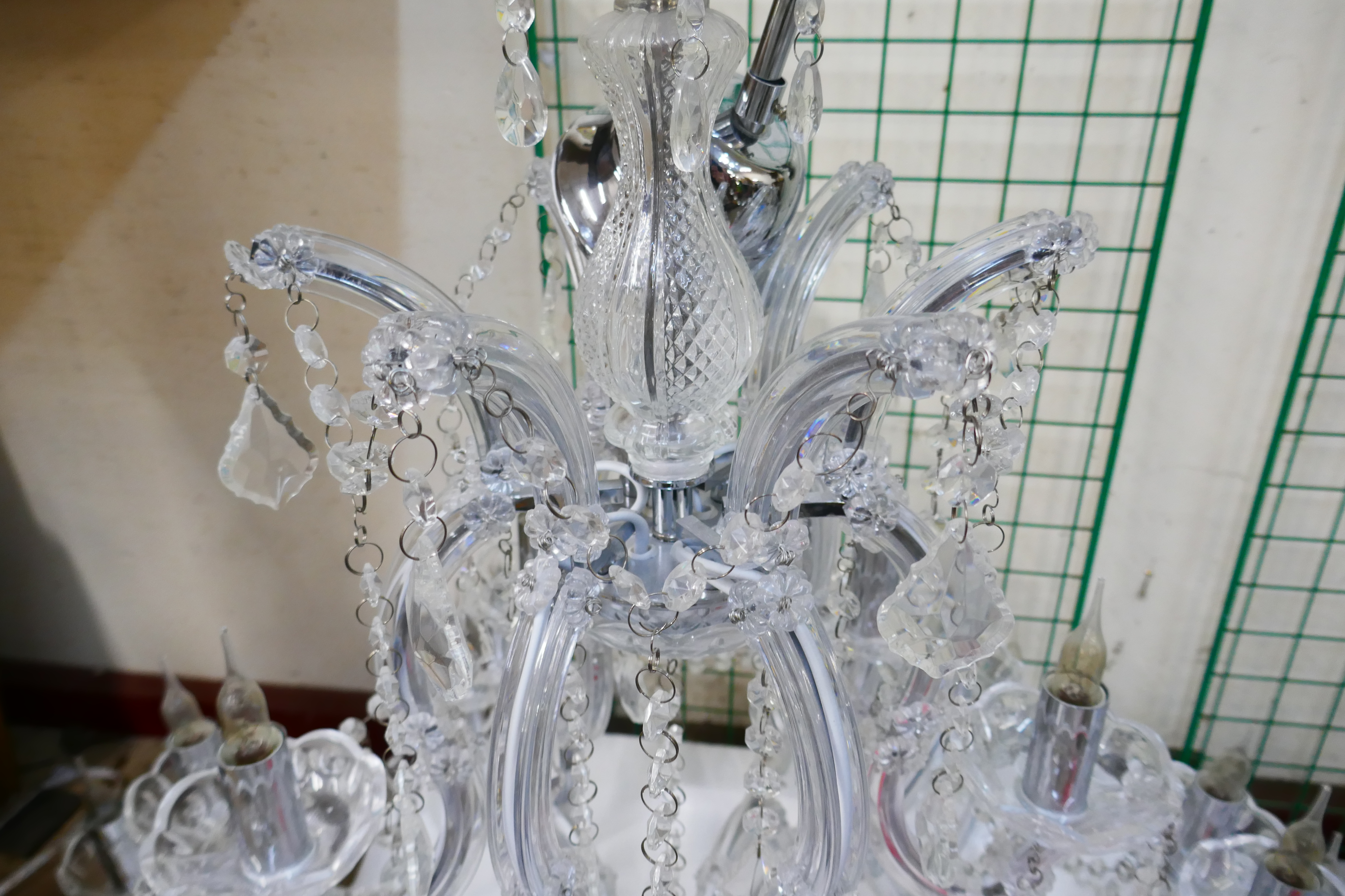 A pair of large Victorian style glass chandeliers - Image 2 of 3