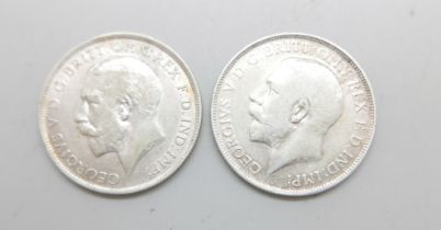 Two silver florins, 1912 and 1914, 22.6g