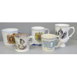 Royal commemorative mugs including Victoria 1837, George VI, 1937