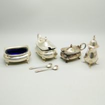 Four silver condiments, 187g