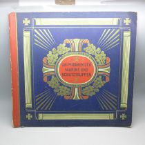 A 1930s German cigarette card album, Uniformen der Marine und Schutztruppen