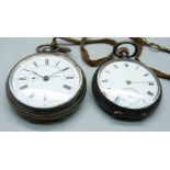 Two silver cased pocket watches including a Waltham Traveler lacking hour hand