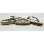 Three silver nail buffers, Birmingham 1900, 1918 and 1926