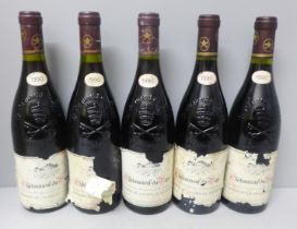 Five bottles of Chateauneuf du Pape Domaine de la Vielle Julienne 1990 **PLEASE NOTE THIS LOT IS NOT