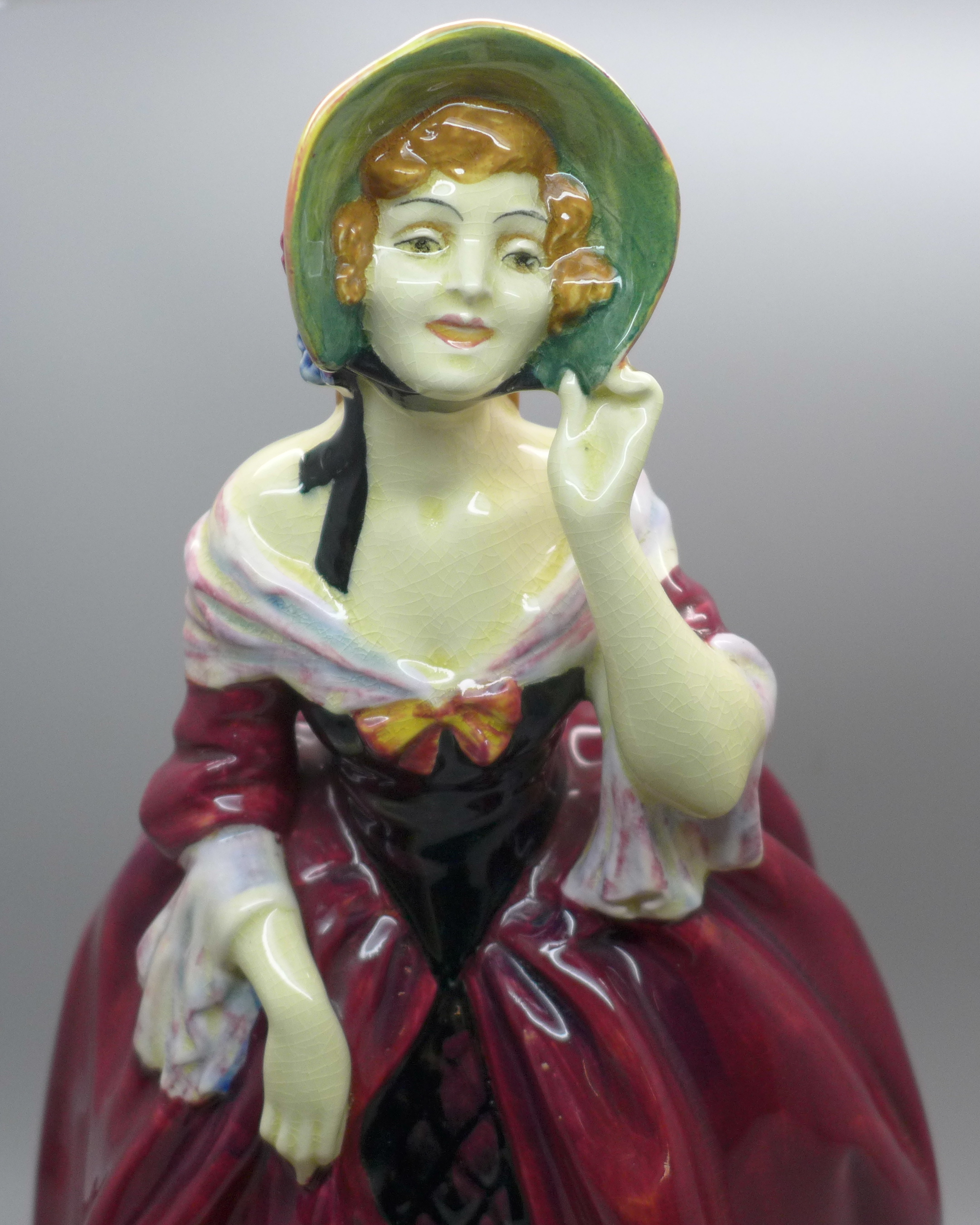 A large Royal Doulton figure, Margery, HN1413, 28cm, with Royal Doulton pamphlet, some crazing to - Image 2 of 5