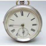 A silver pocket watch, Barnes & Son, Tamworth