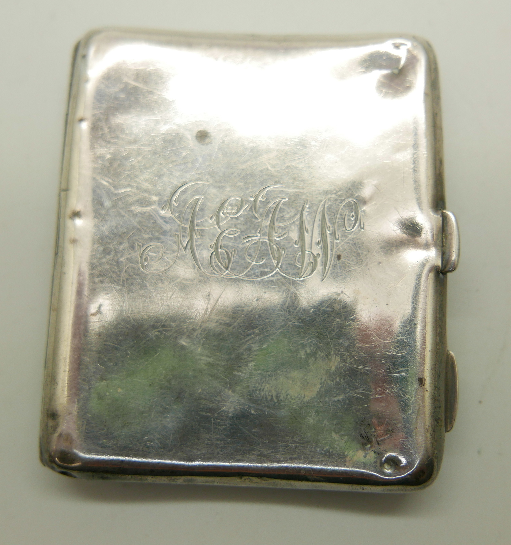 A silver cigarette case, Reynolds Angels detail, a/f, 72g - Image 3 of 7