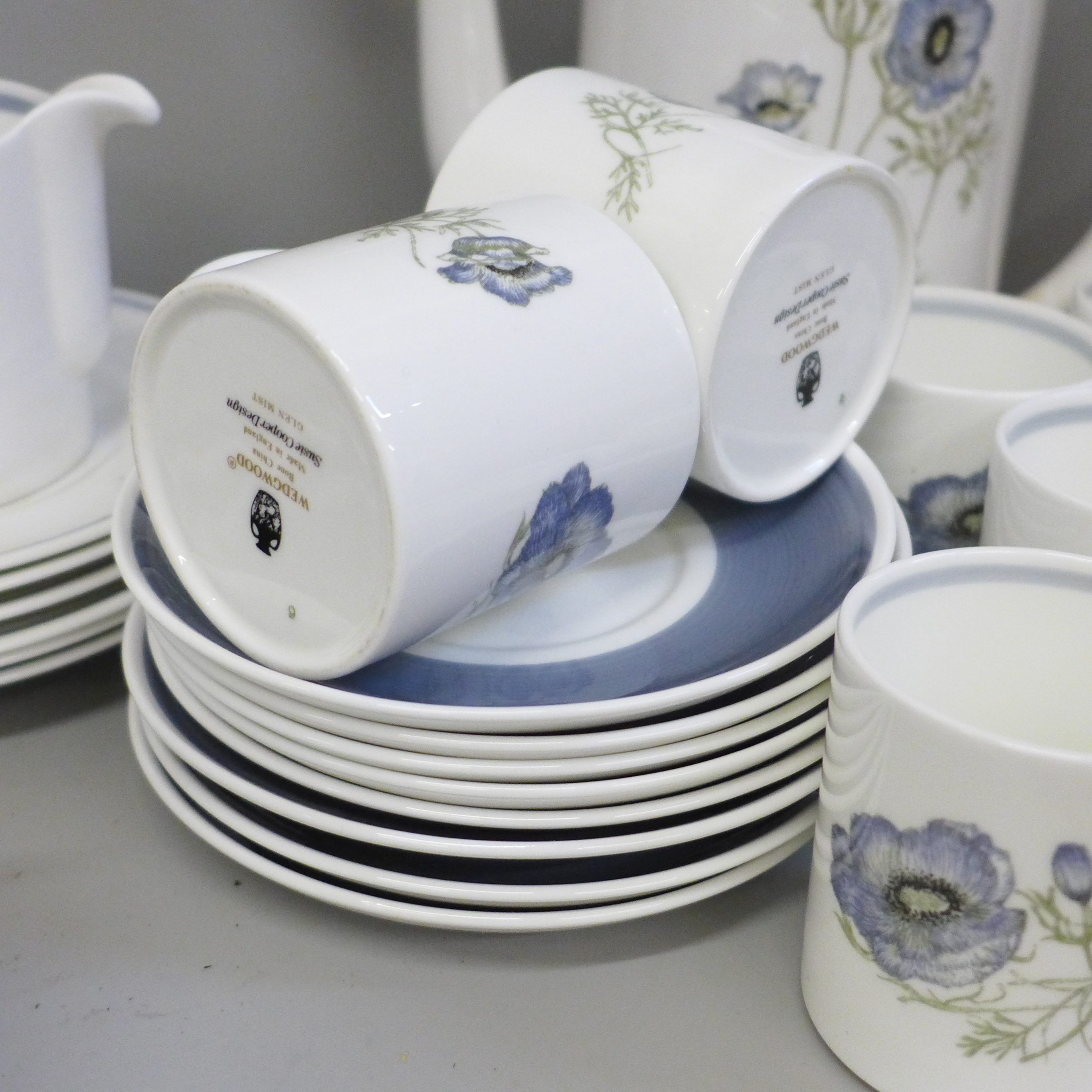 A Wedgwood Susie Cooper designed Glen Mist pattern china tea and coffee service comprising tea and - Image 2 of 6