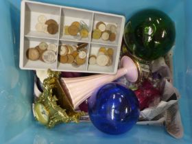 Paperweights; Caithness Mosaic x 2, Fascination and other paperweights, a ruby flash cut vase, two
