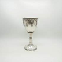 A Stanetzky 20th Century silver and turquoise goblet with beaded detail, 97.6g, 14.5cm