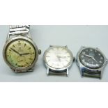 Three gentleman's wristwatches, Oris, Cyma Watersport and one marked Lottery