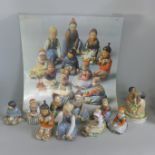 Ten Royal Copenhagen porcelain figures, eight boxed, Fyn, Sjaelland, Fano, Amager (Pige and