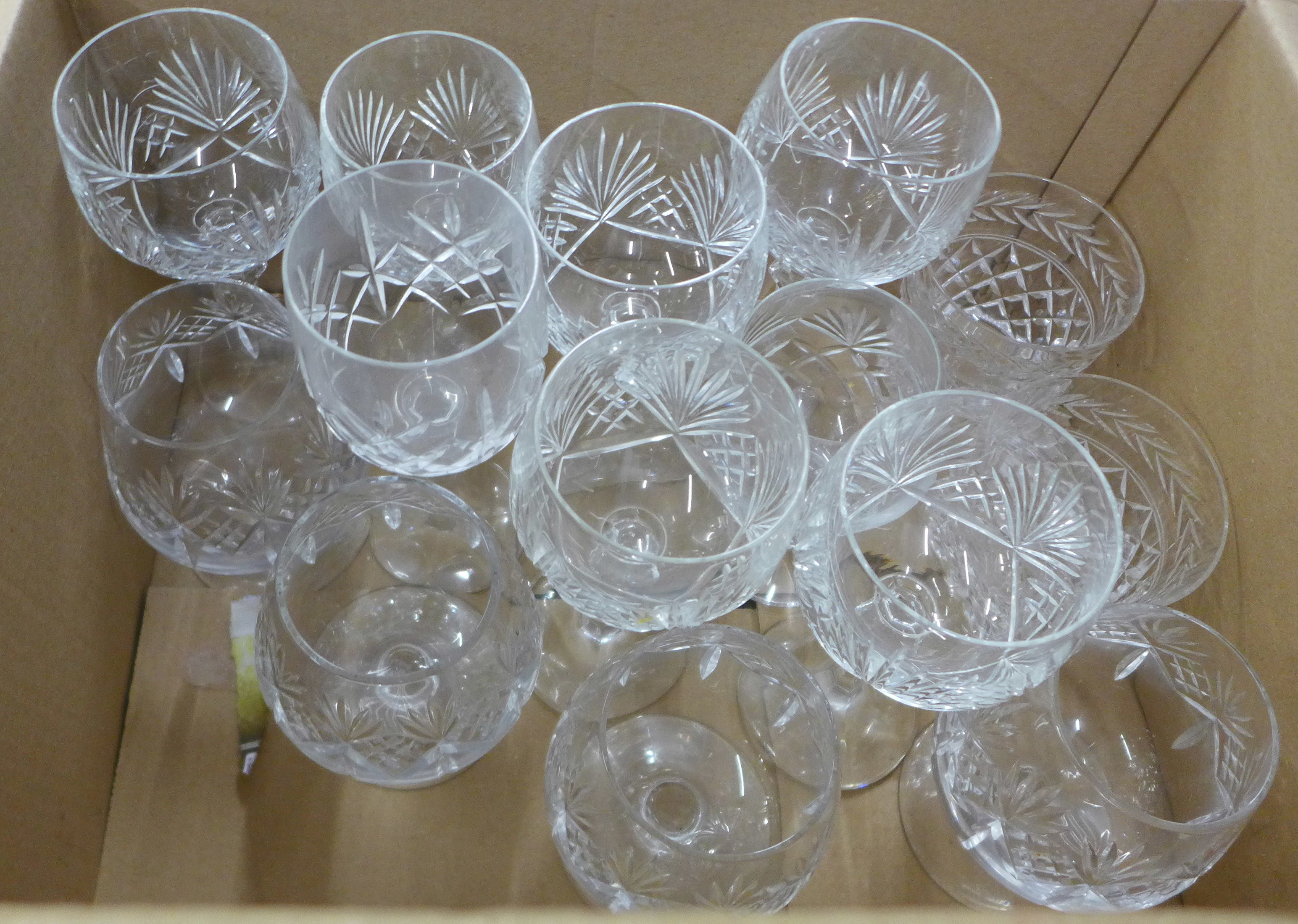 A collection of crystal and glass; tumblers, wine glasses, brandy glasses, etc. **PLEASE NOTE THIS - Image 3 of 5