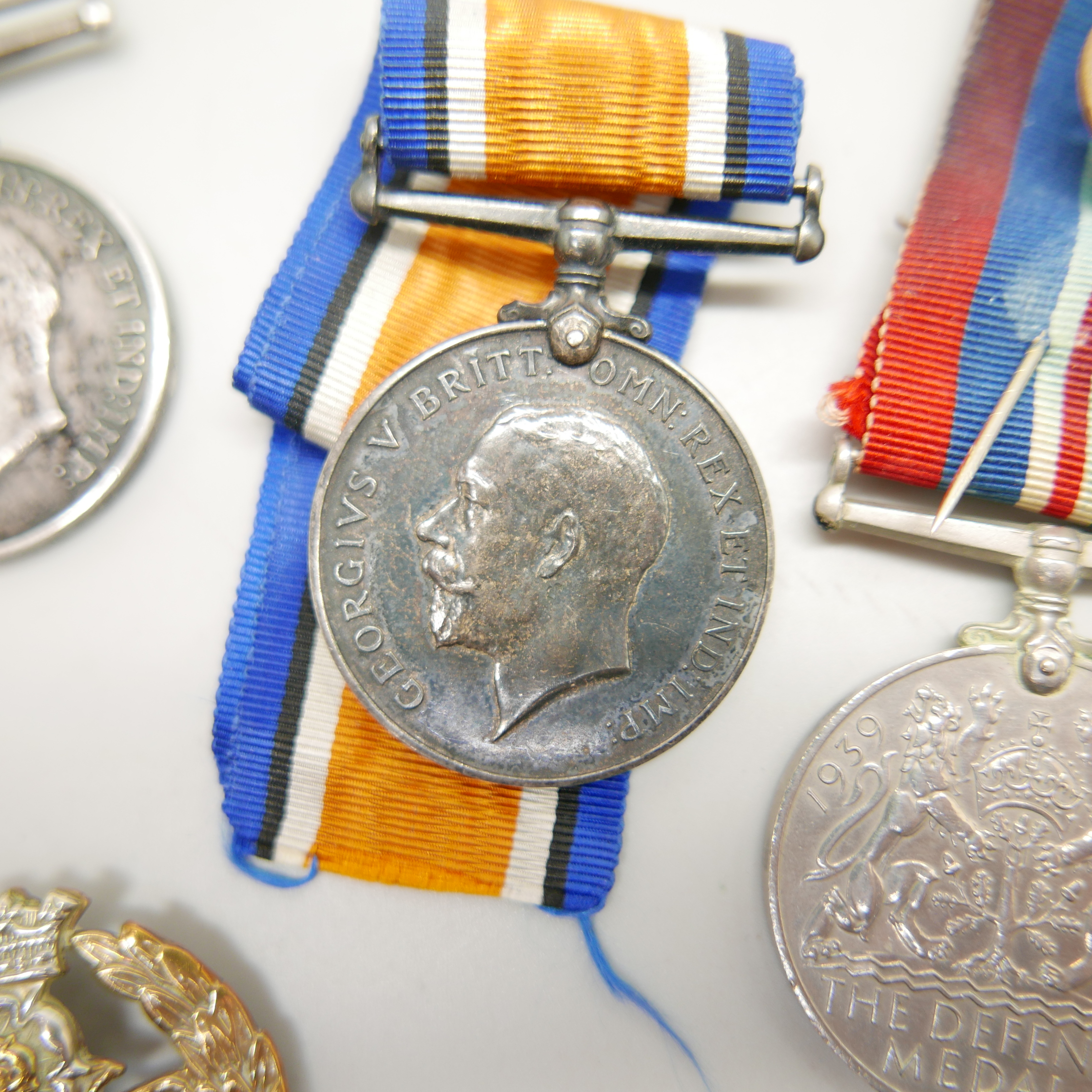 Eight medals and two badges; including a pair of WWI medals to S4-143747 W.O. CL. 2. J.W. Speck - Image 2 of 6