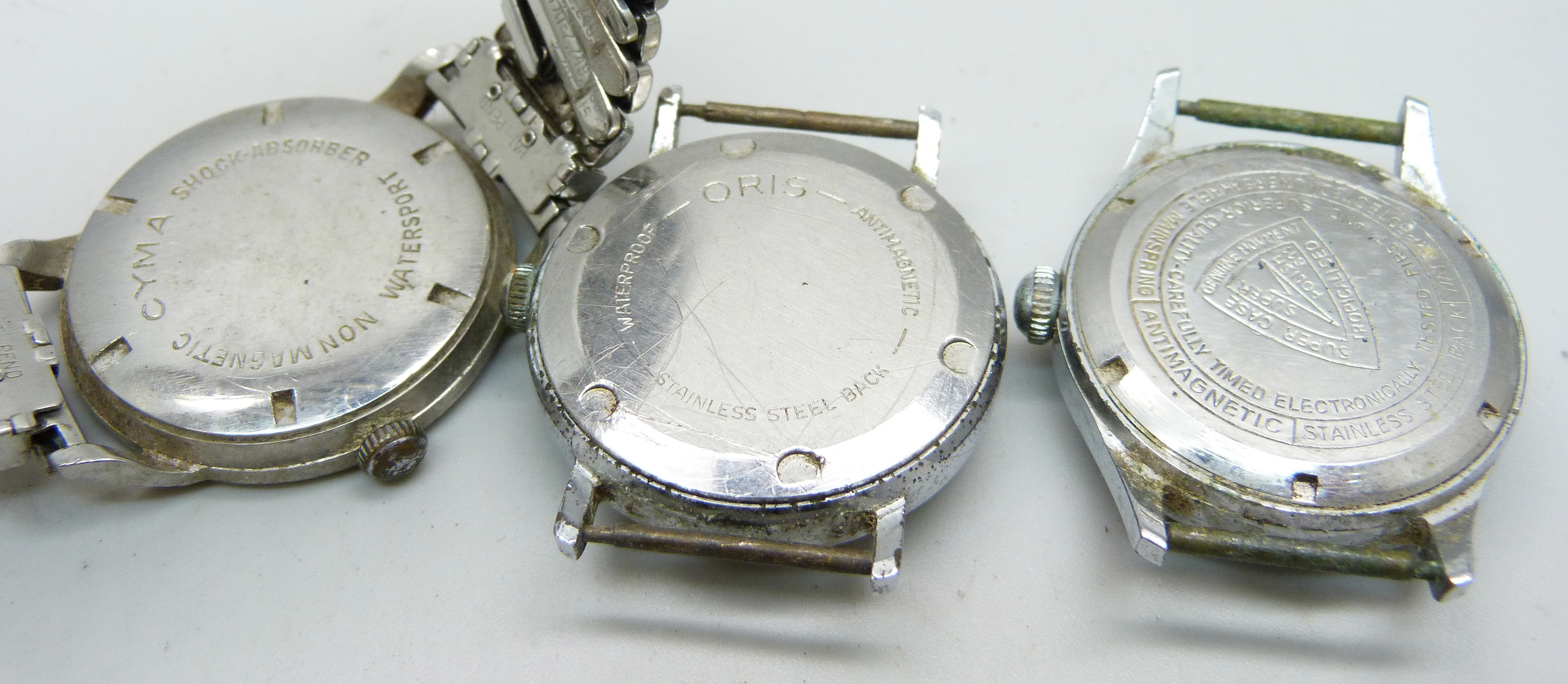 Three gentleman's wristwatches, Oris, Cyma Watersport and one marked Lottery - Image 3 of 3
