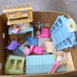 Barbie doll and dolls house accessories including College Study