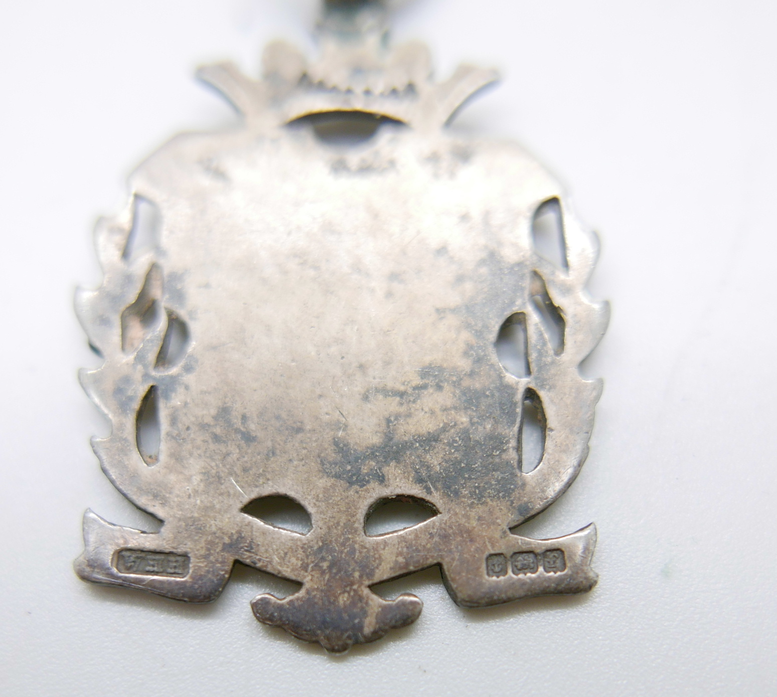 A silver pocket watch, a silver Albert chain, fob and key, boxed - Image 5 of 7