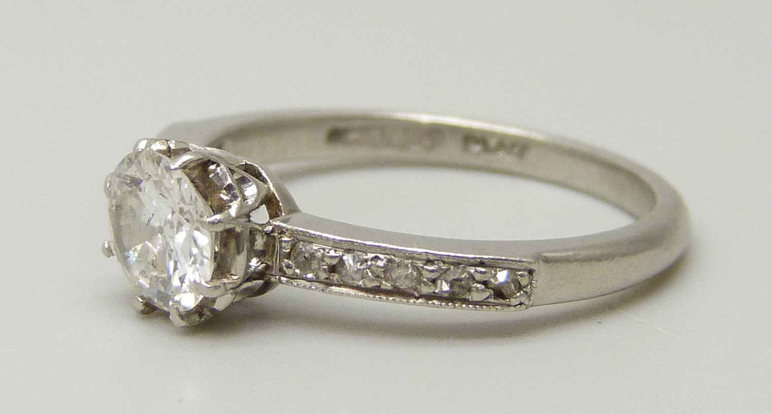 A platinum and brilliant cut diamond ring, diamond measuring 5.35mm in diameter, approximately 0.526 - Image 2 of 4