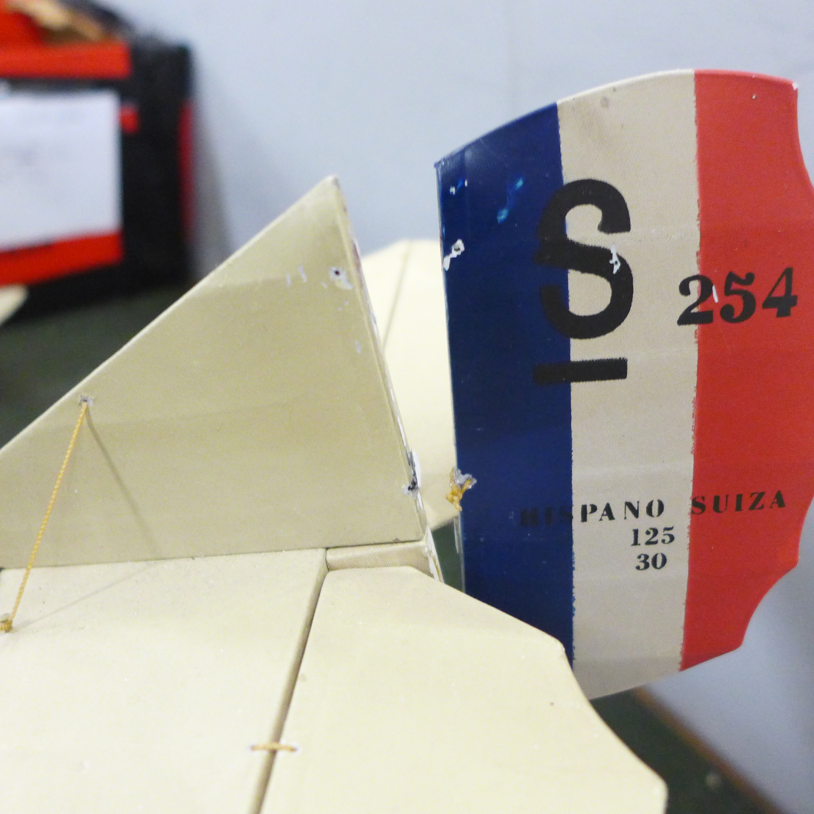 A large model bi-plane, rudder hinge a/f, wind span 75cm (purchased from Hopewells) - Image 5 of 5