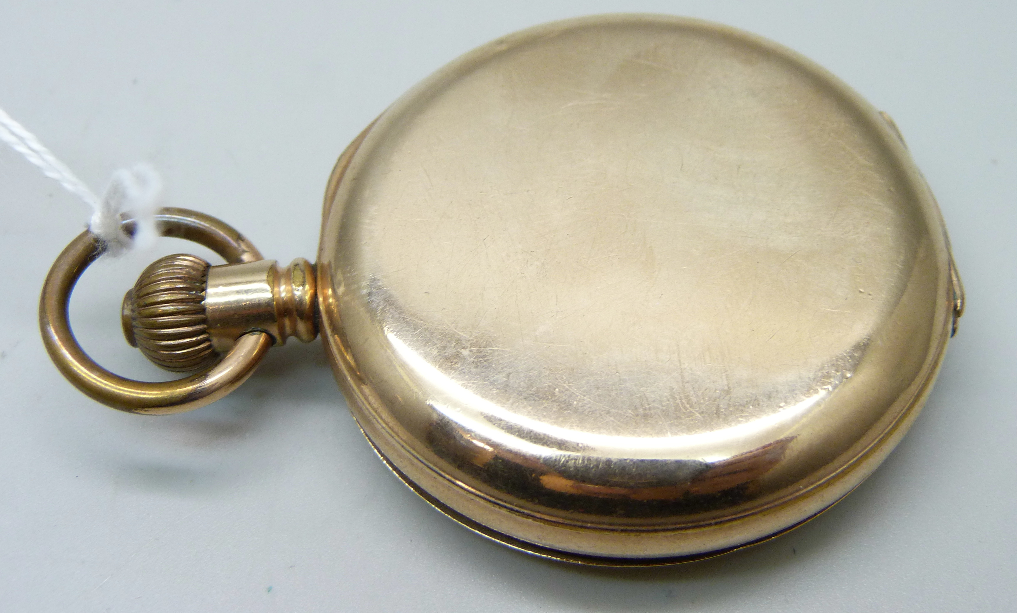 A Moeris gold plated half-hunter pocket watch in an English 10 year case - Image 3 of 4