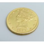A United States ten dollars gold coin, 1897, 16.7g