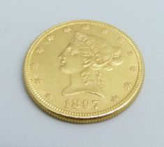 A United States ten dollars gold coin, 1897, 16.7g