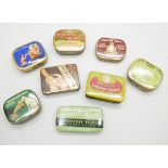 A collection of eight wind-up gramophone needles tins, (all containing needles)