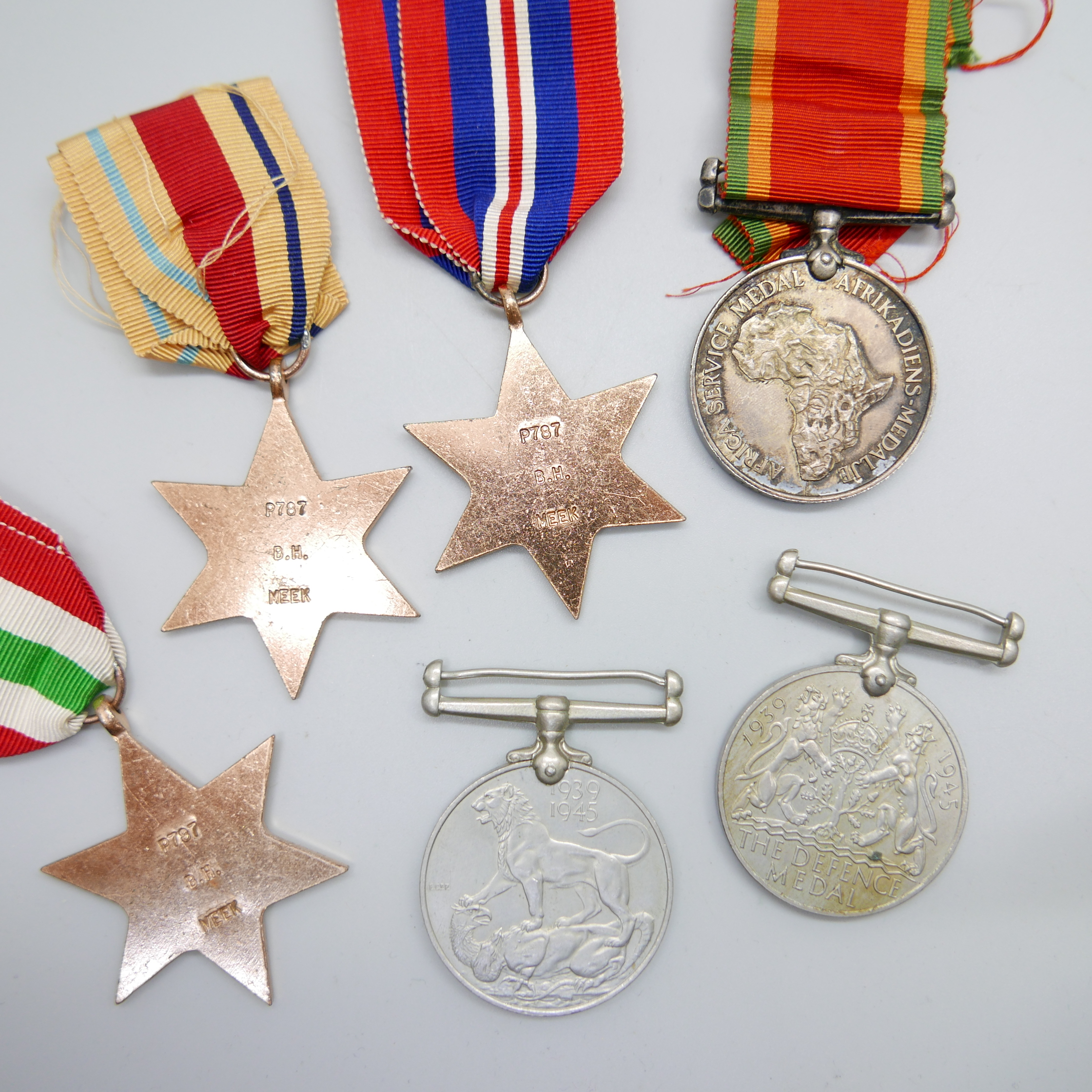 A set of six WWII medals to P787 B.H. Meek - Image 3 of 5