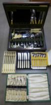 A George Butler & Co. Ltd., wooden canteen of cutlery and four additional sets **PLEASE NOTE THIS