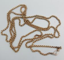 A long 9ct gold guard chain, 45.5g, 135cm