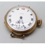 A gentleman's Elgin gold plated trench wristwatch with signed movement and subsidiary second dial,