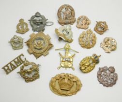 Assorted military cap badges