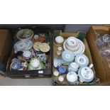 Two boxes of assorted mixed china including Royal Worcester, Paragon China and Stonier & Co. **