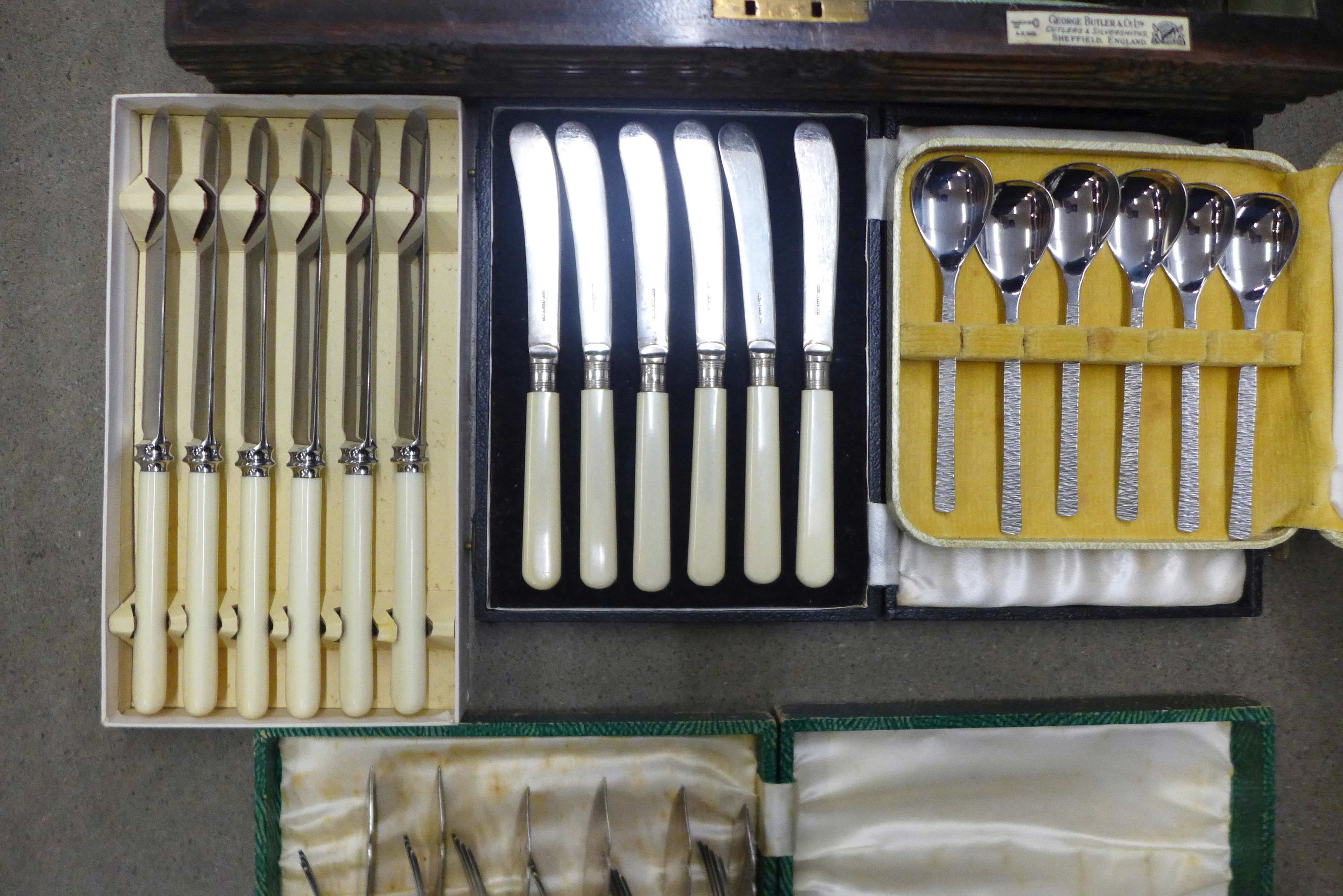 A George Butler & Co. Ltd., wooden canteen of cutlery and four additional sets **PLEASE NOTE THIS - Image 3 of 4