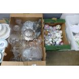 A box of assorted glassware and a box of miniature teawares **PLEASE NOTE THIS LOT IS NOT ELIGIBLE