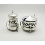 An Arts and Crafts silver mustard and pepper, Birmingham 1905, weight including pepper liner 104g