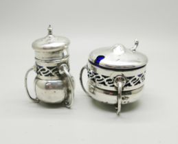 An Arts and Crafts silver mustard and pepper, Birmingham 1905, weight including pepper liner 104g
