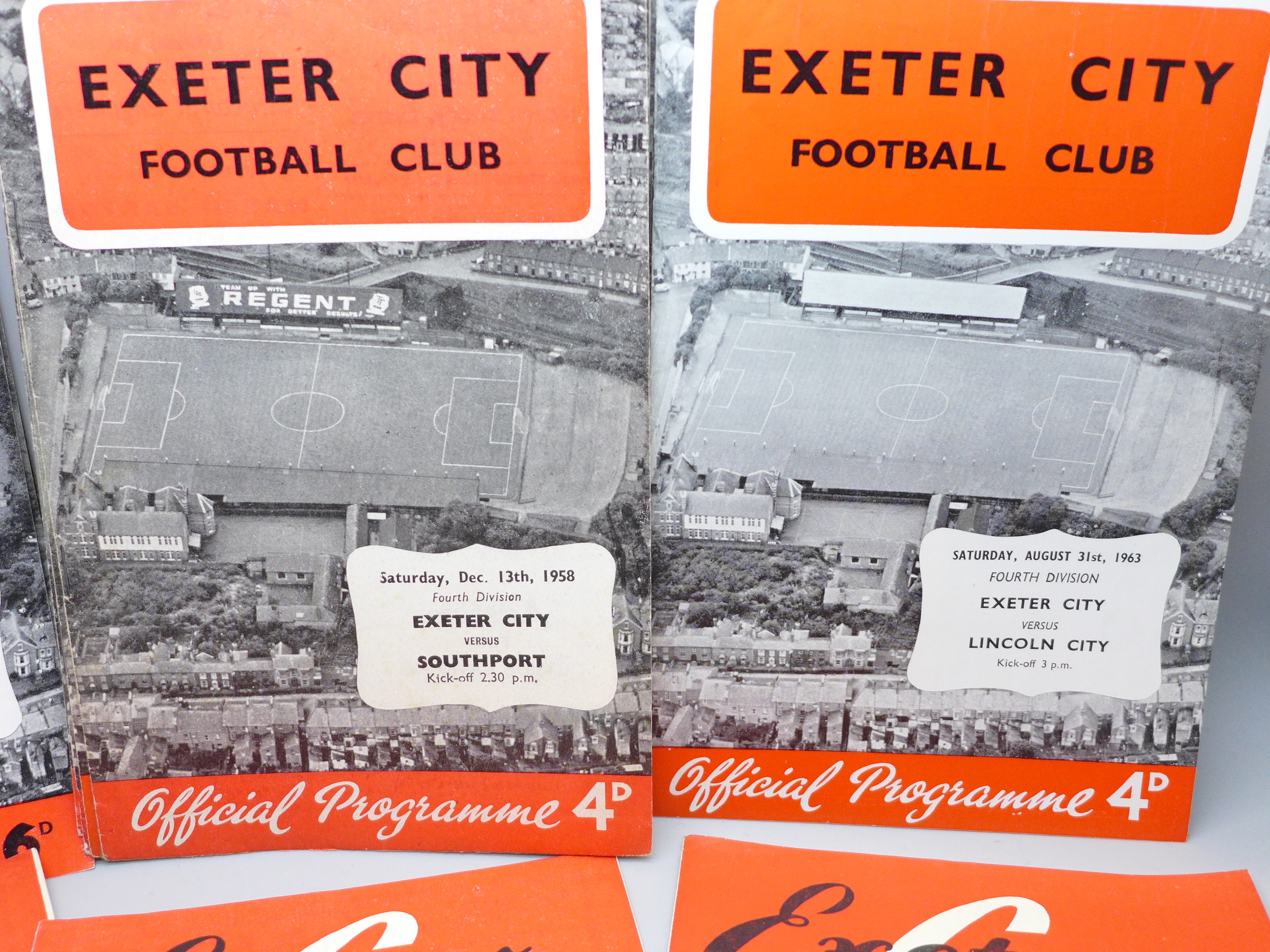 Football ephemera; Exeter City home programmes from the 1950s (5) and 1960s (17) including versus - Image 2 of 6