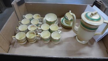 A Johnson Victorian coffee set; six cups and saucers, a sugar bowl, a milk jug and coffee pot **
