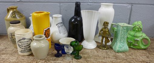 Advertising bottles and jars, eye baths, novelty teapot, a/f, etc. **PLEASE NOTE THIS LOT IS NOT