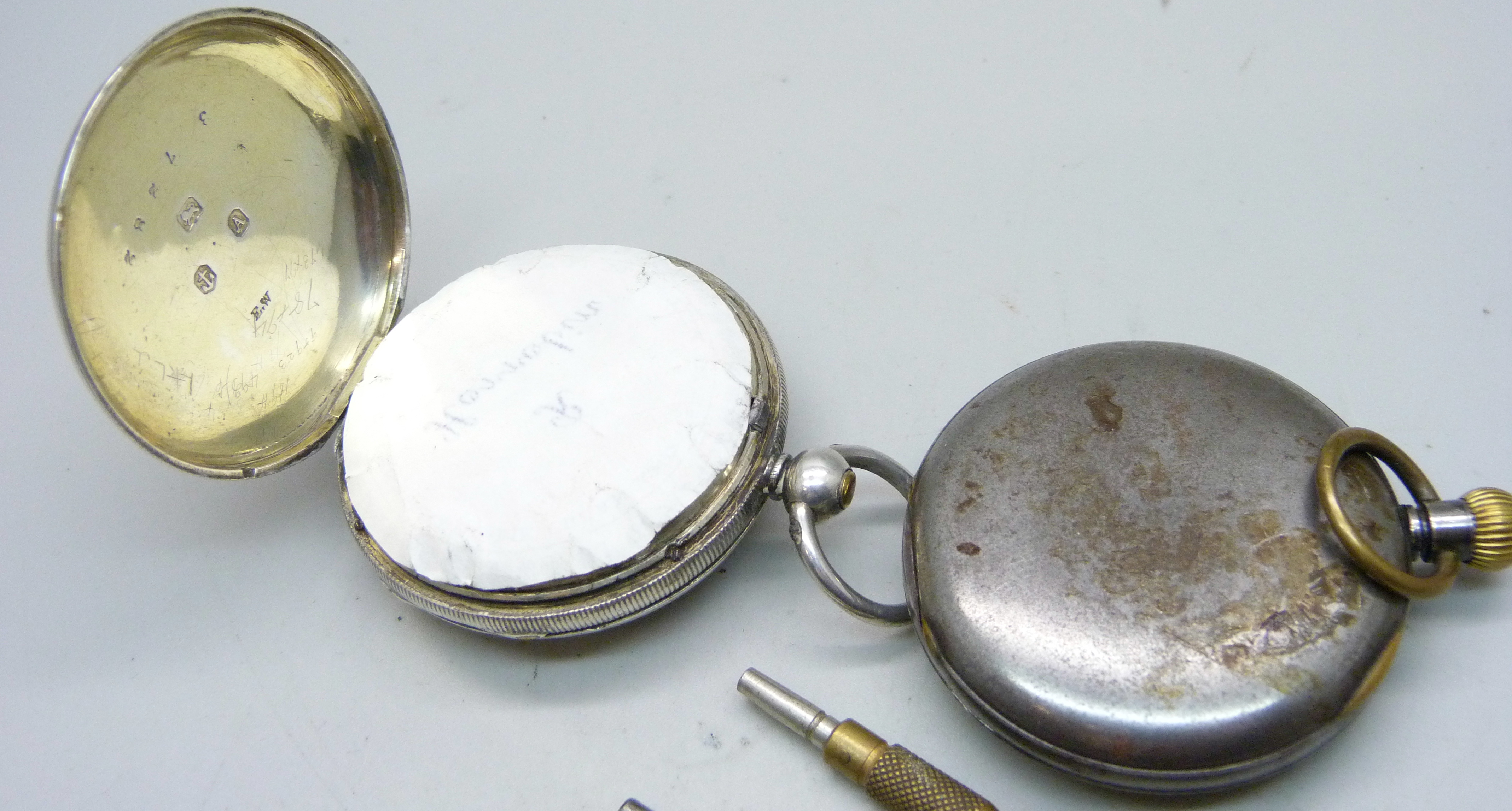 Two pocket watches, one silver cased by Edward F. Ashley and one gun metal cased by Beamonts - Image 3 of 3