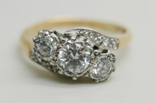 A vintage 18ct gold and diamond ring, approximately 0.80ct diamond weight, 3.1g, M