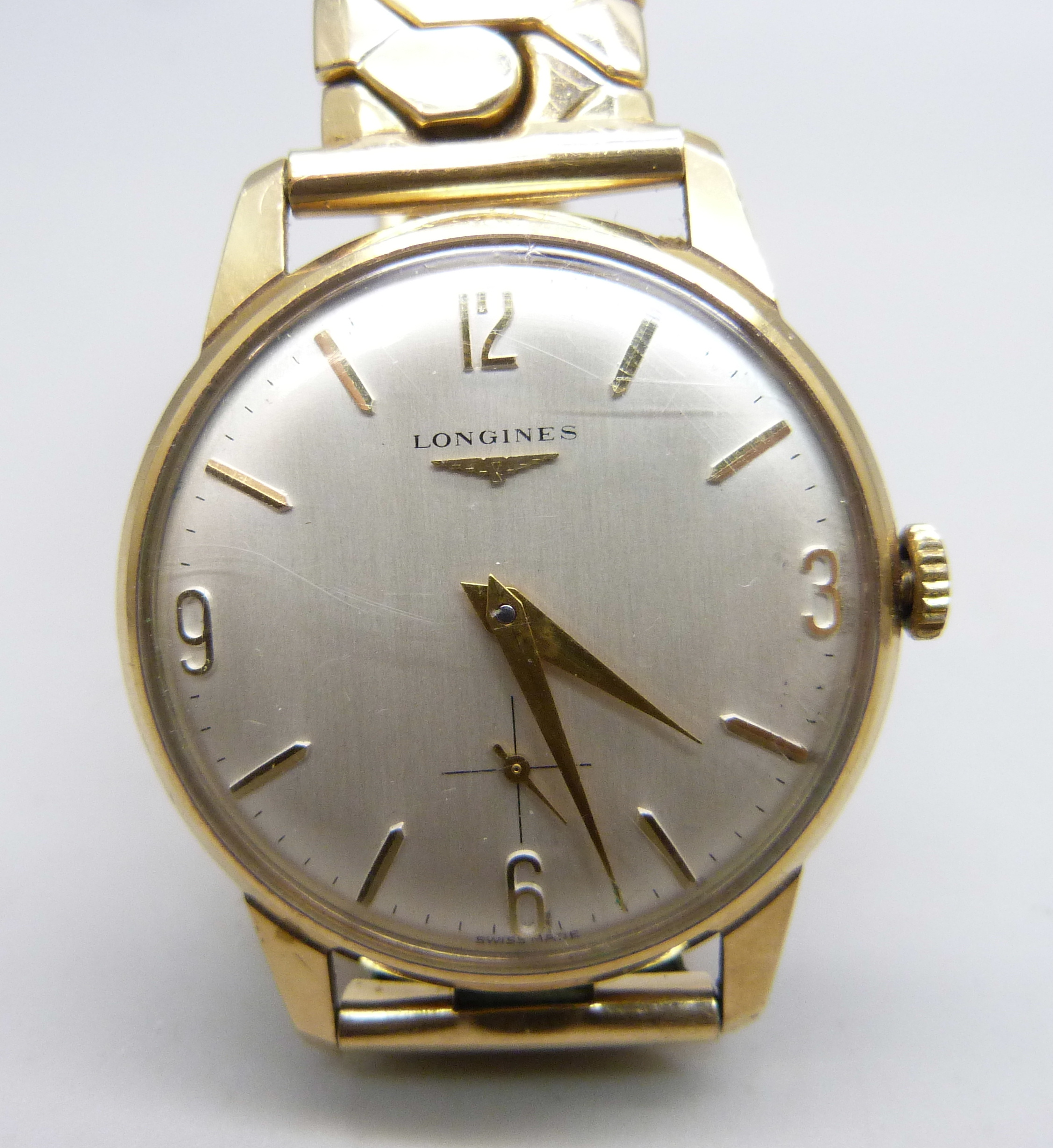 A 9ct gold cased Longines wristwatch, the case back bears inscription dated 1967, 32mm case - Image 2 of 5