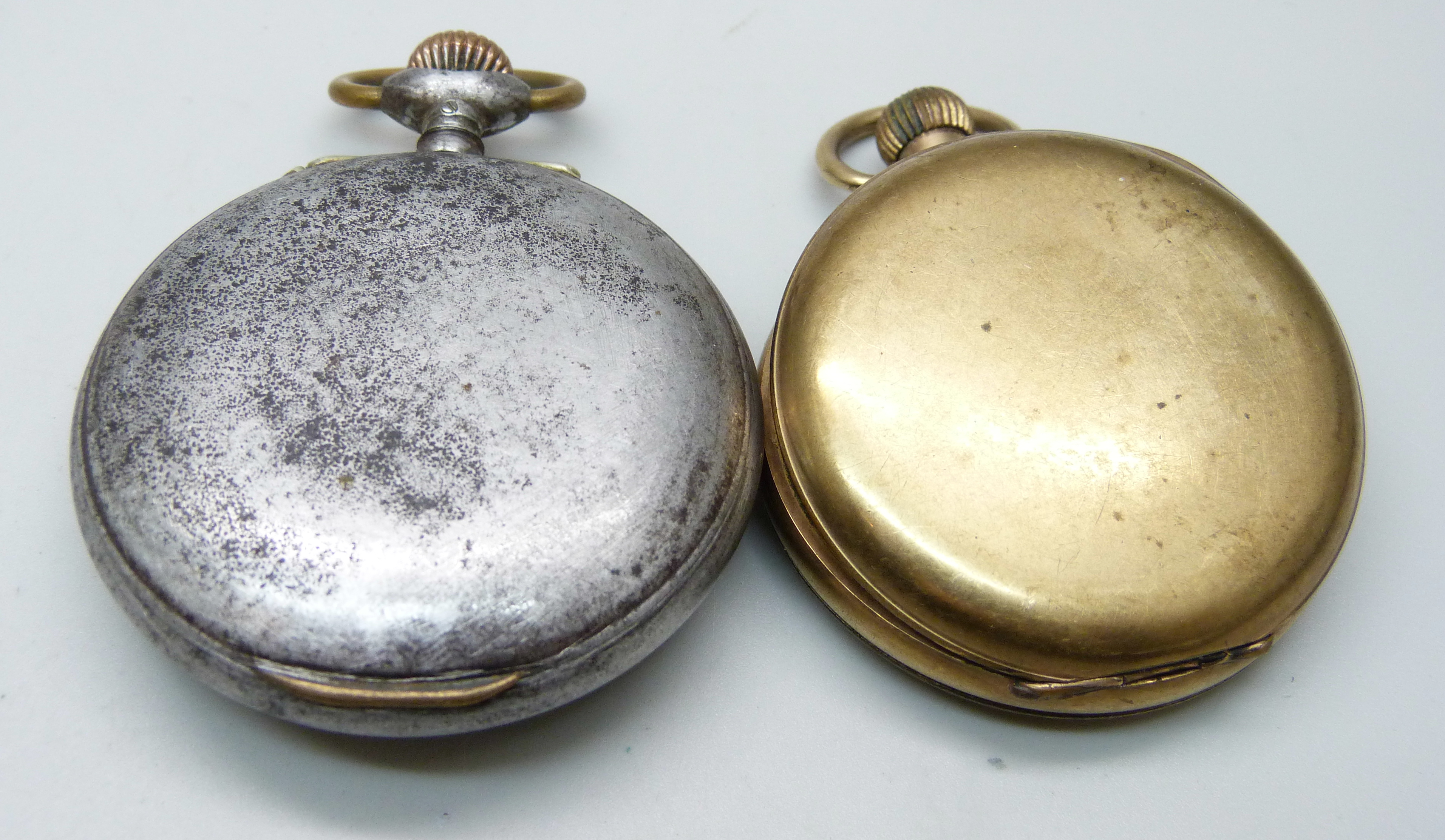 A gold plated top-wind A. Reymond pocket watch and an alarm pocket watch - Image 4 of 5