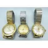 Three gentleman's wristwatches; Nivada, Mira and Fortis