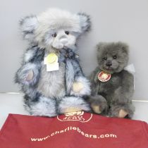 Two Charlie Bears, Heidi and Boo with dustbag