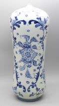 A Royal Bonn blue and white bottle, 21cm, a/f