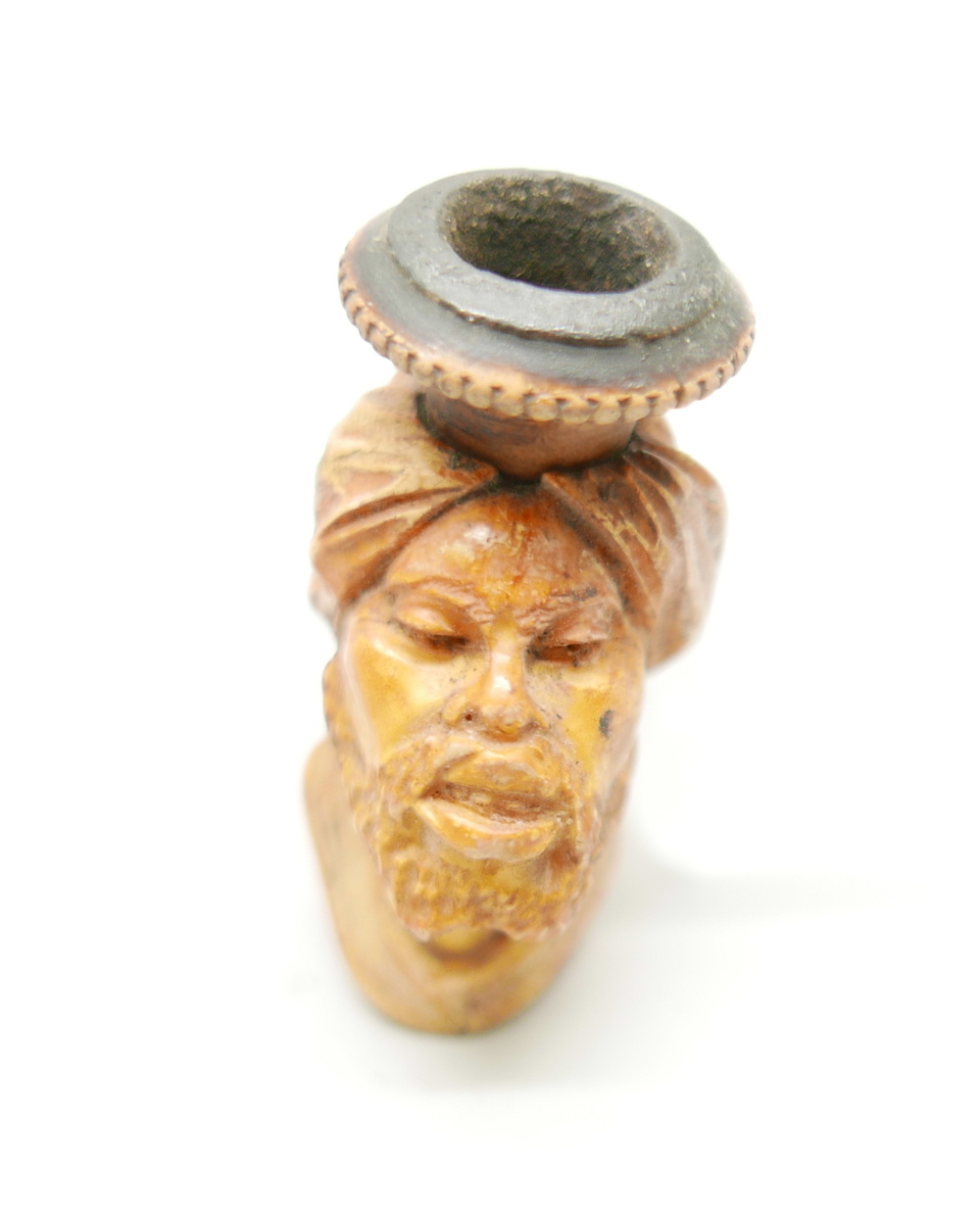 Two carved Meerschaum pipes, one with head of an African man and one of a Greek god - Image 5 of 8