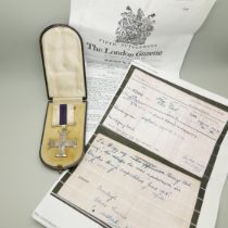 A Military Cross, marked L4.T.A. Hogg R.F.A., 1919, with some paperwork research
