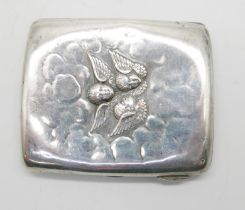 A silver cigarette case, Reynolds Angels detail, a/f, 72g